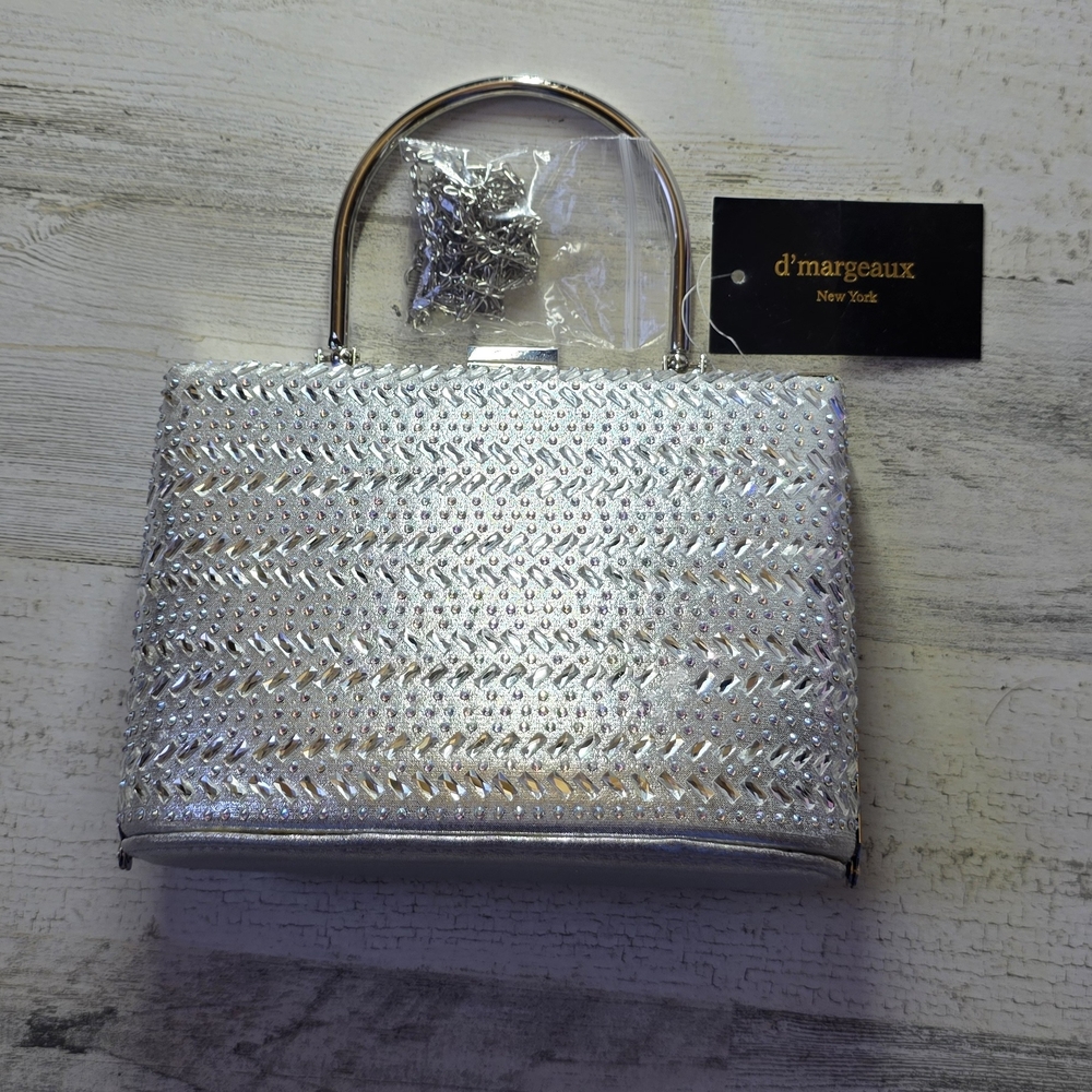 D'margeaux Silver Evening Tote Shoulder Bag